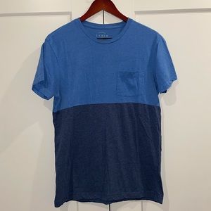 Men’s J Crew Blue Color Block Tee Size Medium
